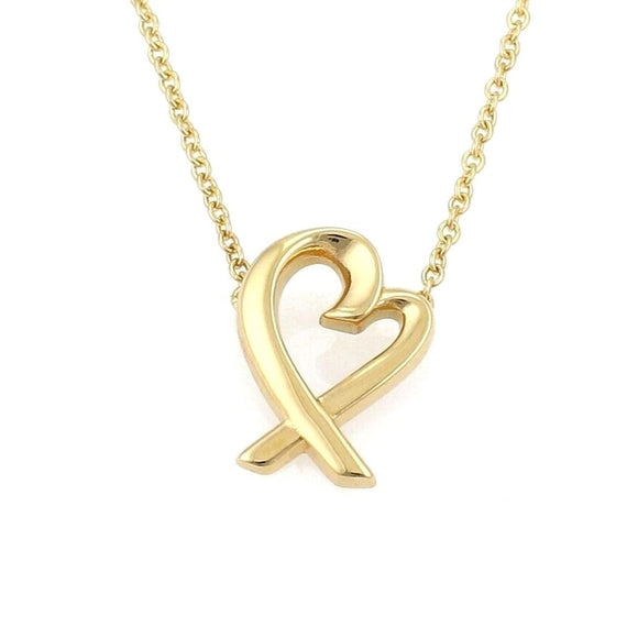 Tiffany & Co. Picasso 18k Yellow Gold Small Loving Heart Pendant Necklace 16