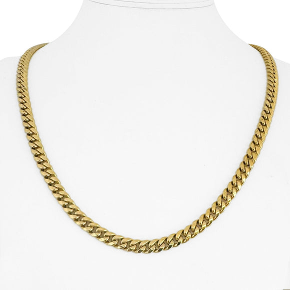 10k Yellow Gold 20.4g Hollow Polished 6mm Cuban Link Chain Necklace Italy 22