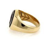 David Yurman 18k Yellow Gold and Onyx Intaglio Octagon Ring Size 8