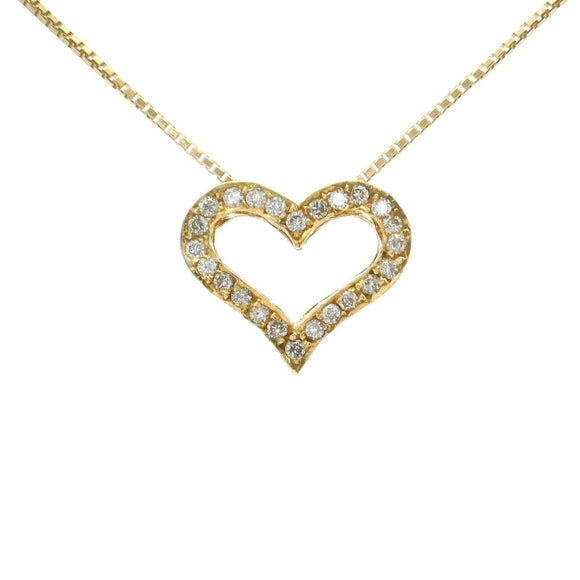 Brand New 14k Yellow Gold Diamond Heart Pendant Necklace 18