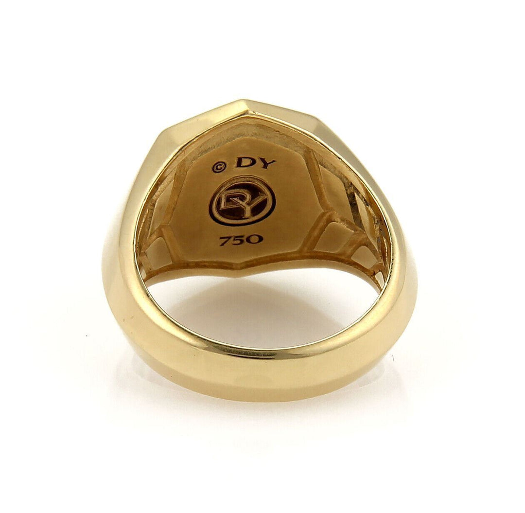 David Yurman 18k Yellow Gold and Onyx Intaglio Octagon Ring Size 8