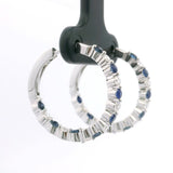 Brand New 14k White Gold Sapphire and Diamond Hoop Earrings