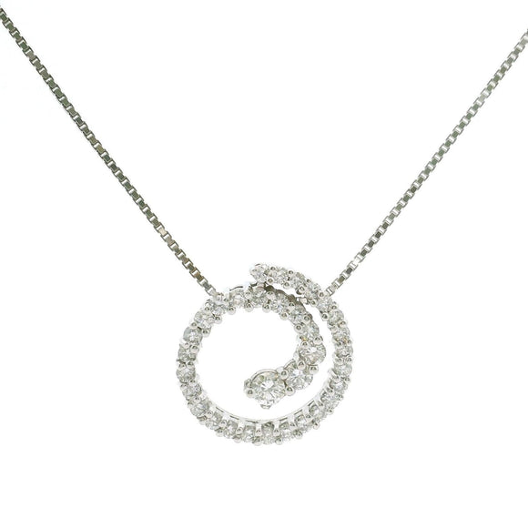 Brand New 14k White Gold and 0.77ct Diamond Swirl Pendant Necklace 20