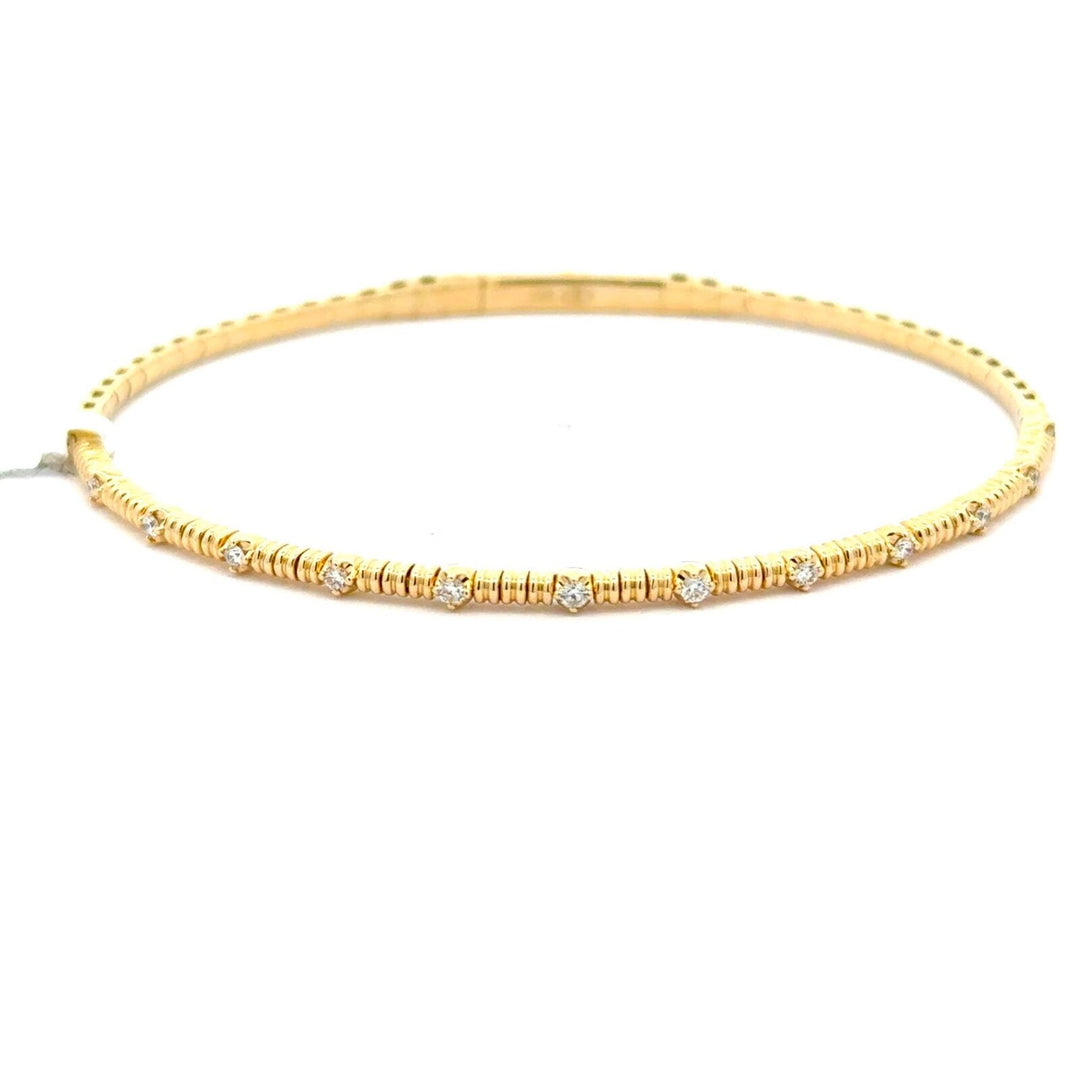 Brand New 14k Yellow Gold and Diamond Bangle Bracelet 7"