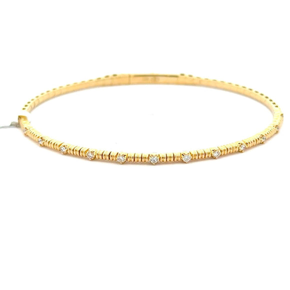 Brand New 14k Yellow Gold and Diamond Bangle Bracelet 7