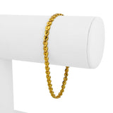 24k Pure Yellow Gold 7.4g Solid 3.5mm Diamond Cut Heart Link Bracelet 7"