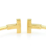 Tiffany T Wire 18k Yellow Gold and Diamond Flex Cuff Bangle Bracelet Italy 7"