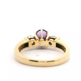 14k Yellow Gold Amethyst and Diamond Ring Size 6