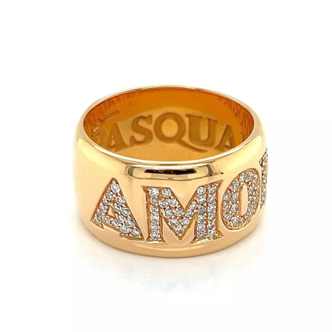 Pasquale Bruni AMORE 18k Rose Gold and Diamond 11mm Band Ring Size 6.75