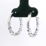 Brand New 14k White Gold Sapphire and Diamond Hoop Earrings