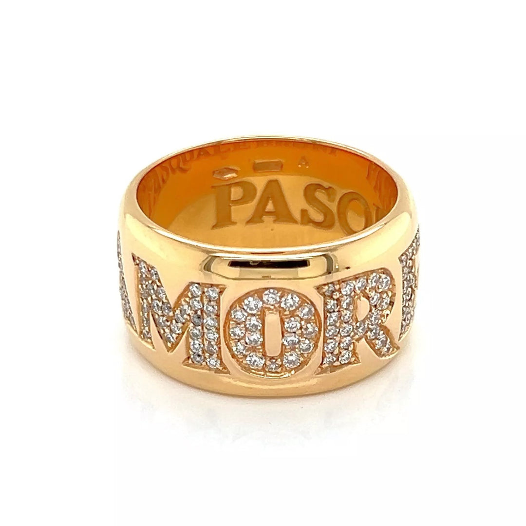 Pasquale Bruni AMORE 18k Rose Gold and Diamond 11mm Band Ring Size 6.75