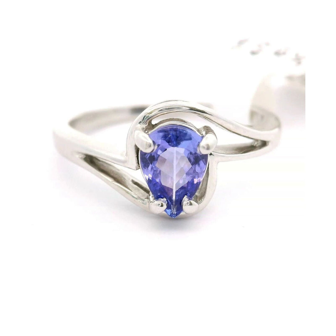 Brand New Pear Cut Tanzanite Fancy Ring in 14k White Gold Size 6.75