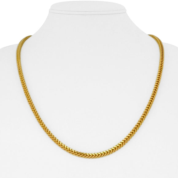 22k Yellow Gold 40.3g Solid Heavy 3.5mm Squared Franco Link Chain Necklace 22