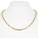 22k Yellow and White Gold 13.3g Two Tone 2.5mm Bar and Bead Link Necklace 18"