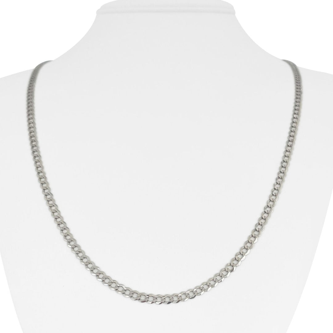10k White Gold 8.2g Hollow Flat 3.5mm Curb Link Chain Necklace 24"
