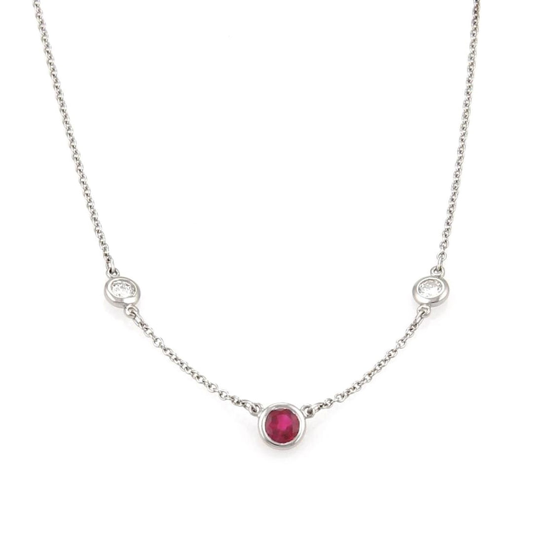 Tiffany & Co. Peretti Color By The Yard Ruby Diamond Platinum Necklace 16"