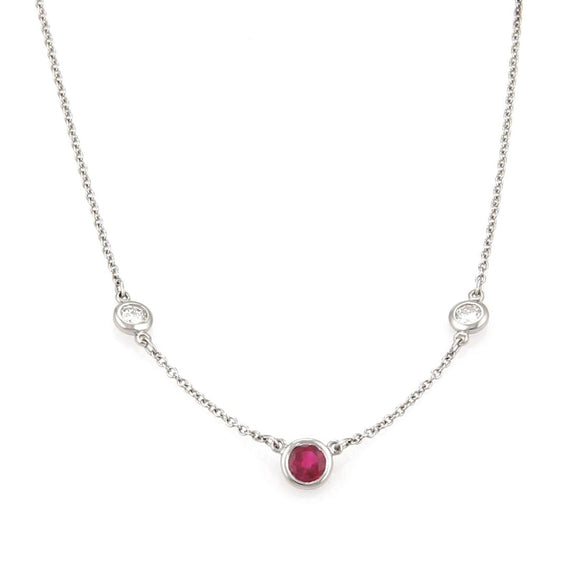 Tiffany & Co. Peretti Color By The Yard Ruby Diamond Platinum Necklace 16