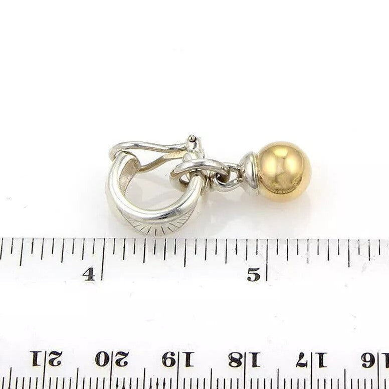 Tiffany & Co. Fascination 18k Gold Sterling Silver Hoop Dangle Ball Clip On Earrings