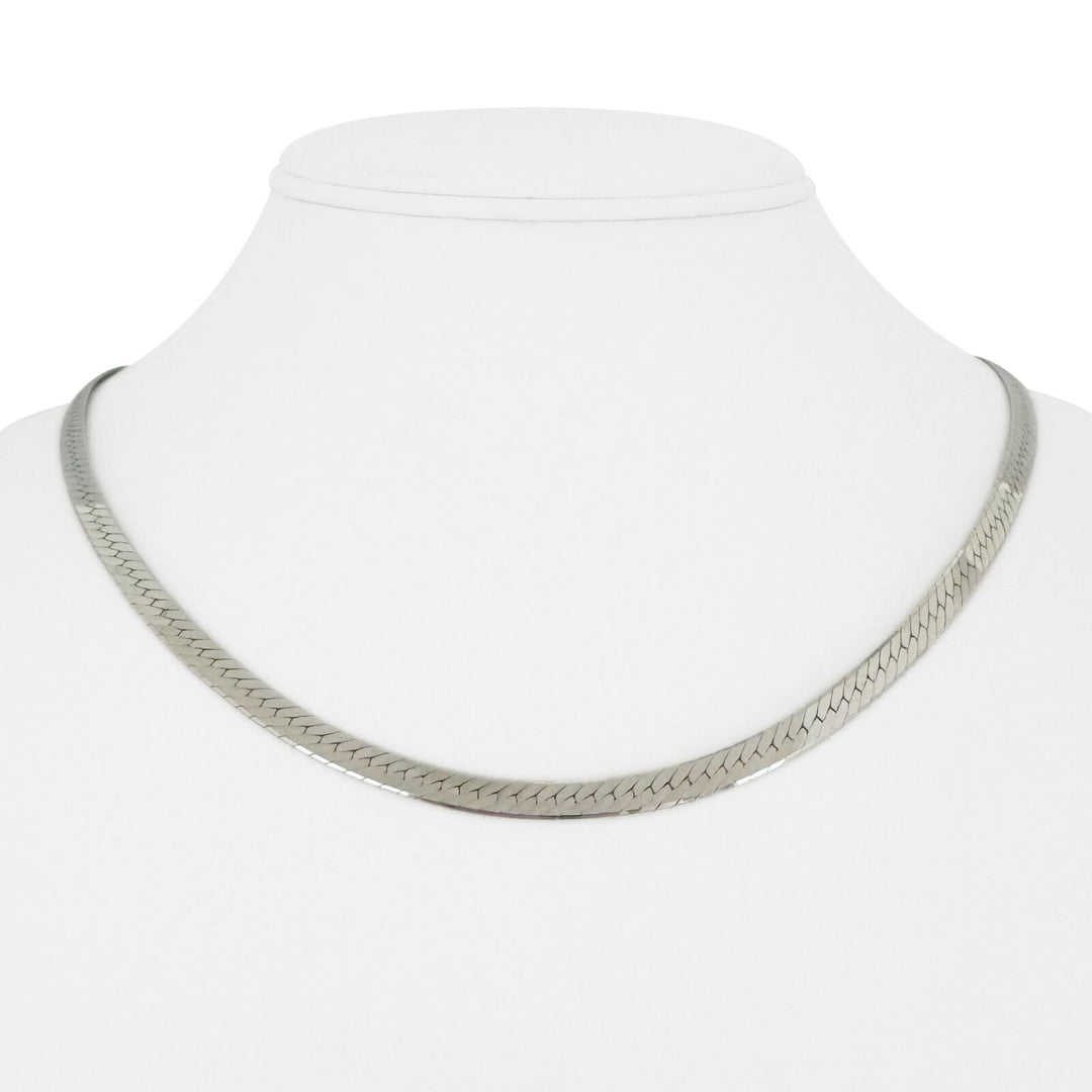 14k White Gold 12.9g Solid 4mm Herringbone Link Chain Necklace 18"