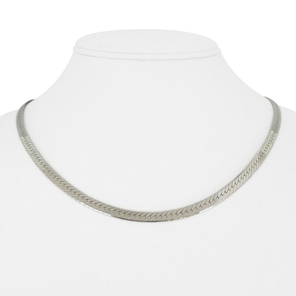 14k White Gold 12.9g Solid 4mm Herringbone Link Chain Necklace 18