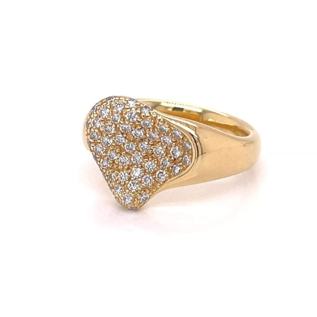 Tiffany & Co. Peretti Heart Pave Diamond 18k Yellow Gold Open Ring Size 5.5