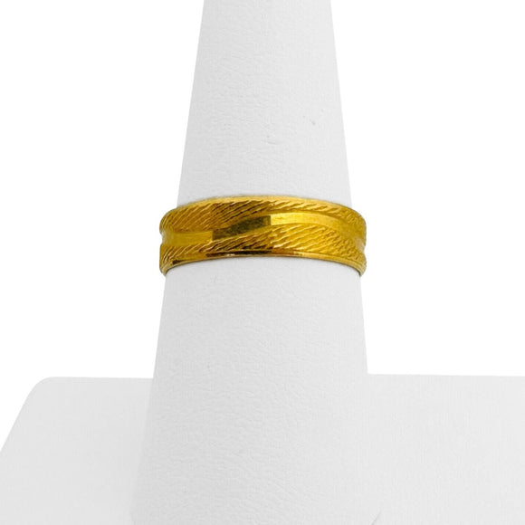 24k Pure Yellow Gold 5.3g Solid 5mm Fancy Band Ring Size 7