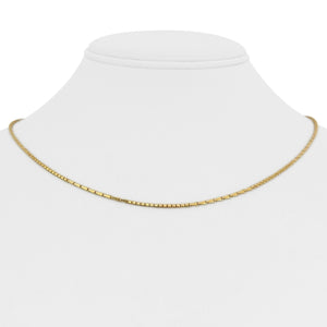 22k Yellow Gold 8.1g Solid Thin 1.5mm Fancy Box Link Chain Necklace 18.5"