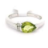 Brand New Peridot and Diamond Ring in 14k White Gold Size 6