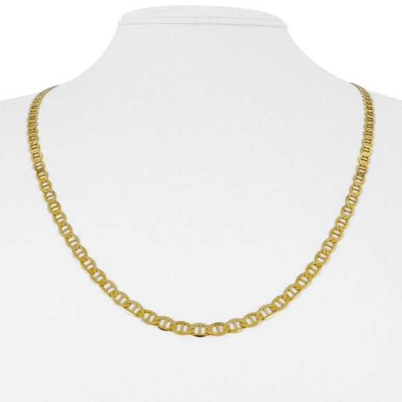14k Yellow Gold 8g Flat Polished 4mm Mariner Gucci Link Chain Necklace 22