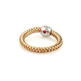 Roberto Coin Primavera Diamond 18k Rose & White Gold Band Ring Italy Size 6.75