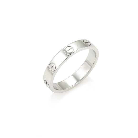 Cartier 18k White Gold Mini Love 3.5mm Band Ring Size 4.5