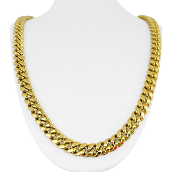 10k Yellow Gold 88g Hollow Thick 11mm Long Cuban Link Chain Necklace 30