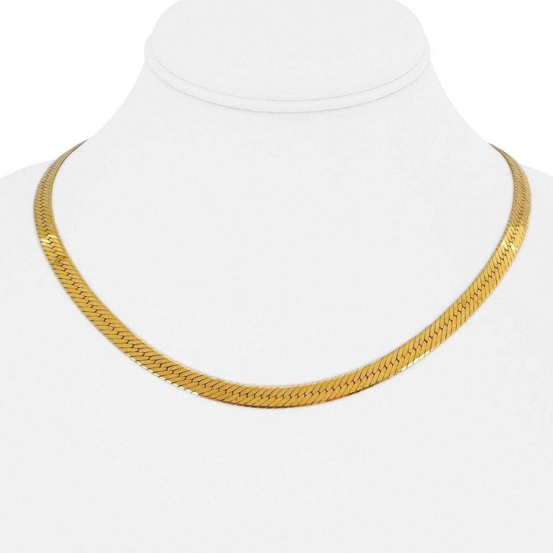 14k Yellow Gold 18.4g Solid 5mm Herringbone Link Chain Necklace Italy 18"