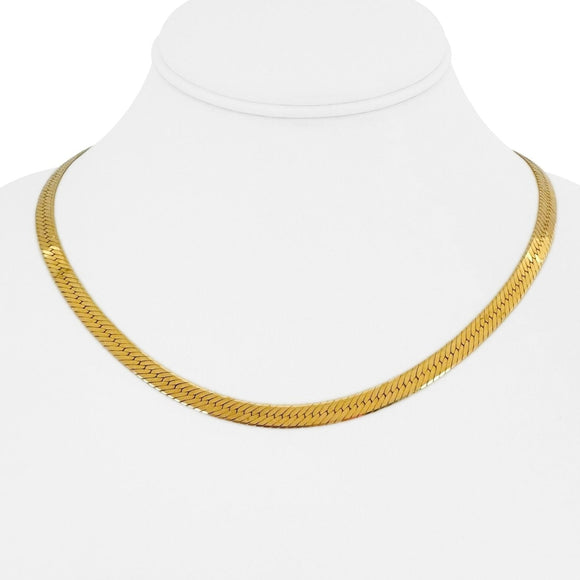 14k Yellow Gold 18.4g Solid 5mm Herringbone Link Chain Necklace Italy 18