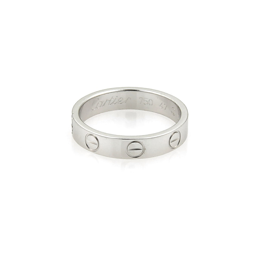 Cartier 18k White Gold Mini Love 3.5mm Band Ring Size 4.5