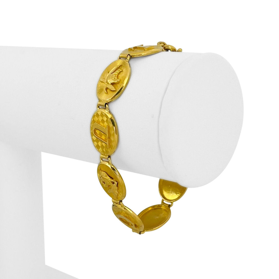 24k Pure Yellow Gold 20g Solid Ladies 10mm Lucky Link Bracelet 6.25"