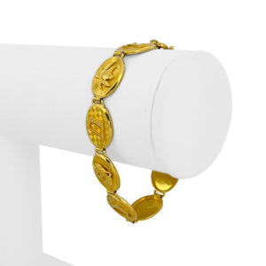 24k Pure Yellow Gold 20g Solid Ladies 10mm Lucky Link Bracelet 6.25"