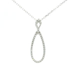 Brand New 14k White Gold and 0.20cttw Diamond Teardrop Pendant Necklace 18"