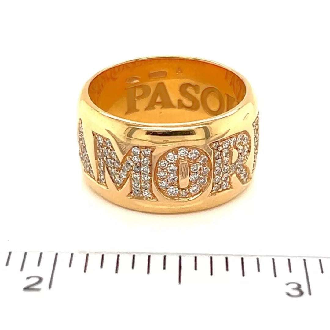 Pasquale Bruni AMORE 18k Rose Gold and Diamond 11mm Band Ring Size 6.75