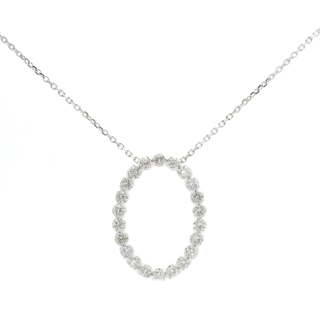 Brand New 14k White Gold and 0.51ct Diamond Oval Pendant Necklace 18"