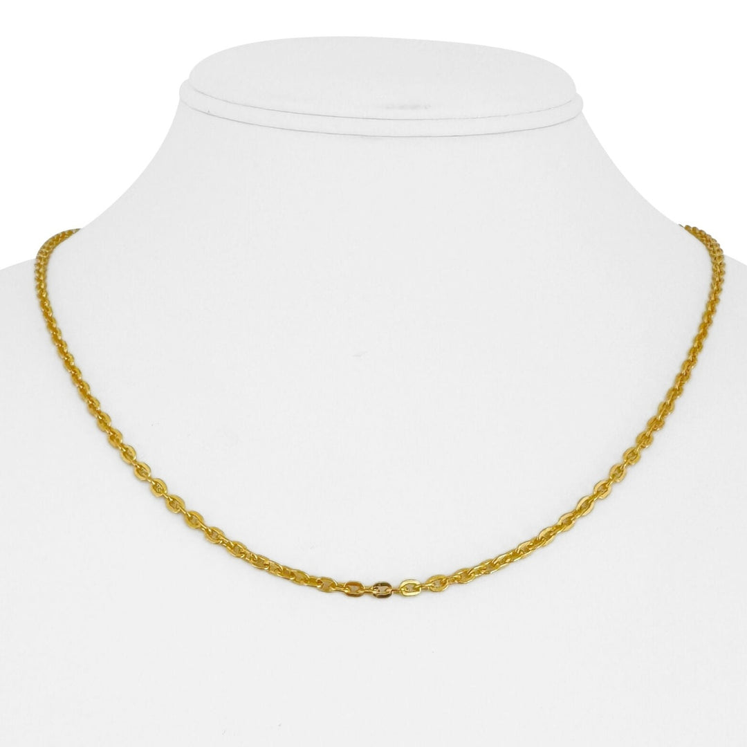 24k Pure Yellow Gold 12.3g Solid Thin 2.5mm Cable Link Chain Necklace 18"