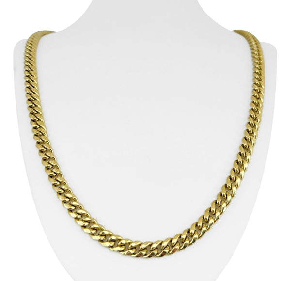 14k Yellow Gold 42g Hollow Thick 7.5mm Cuban Link Chain Necklace 26