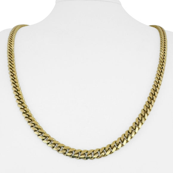 14k Yellow Gold 61g Solid Heavy 5.5mm Men's Cuban Link Chain Necklace 25