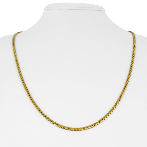 18k Yellow Gold 20.7g Solid 2.5mm Serpentine Link Chain Necklace Italy 23.5