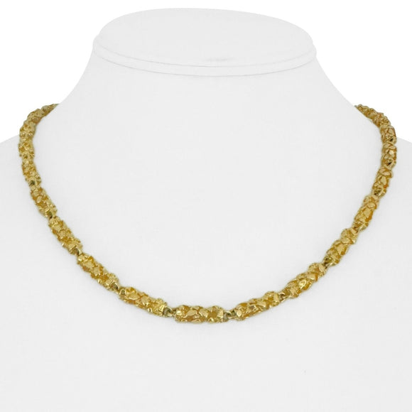 14k Yellow Gold 37.5g Solid Ladies 5mm Nugget Link Chain Necklace 17.5