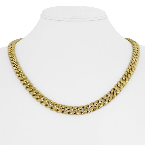 14k Yellow Gold 32.9g Hollow Polished 7.5mm Cuban Link Chain Necklace 20