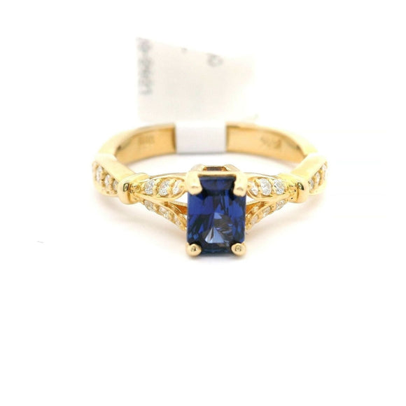 Brand New Sapphire and Diamond Ladies Ring in 14k Yellow Gold Size 7