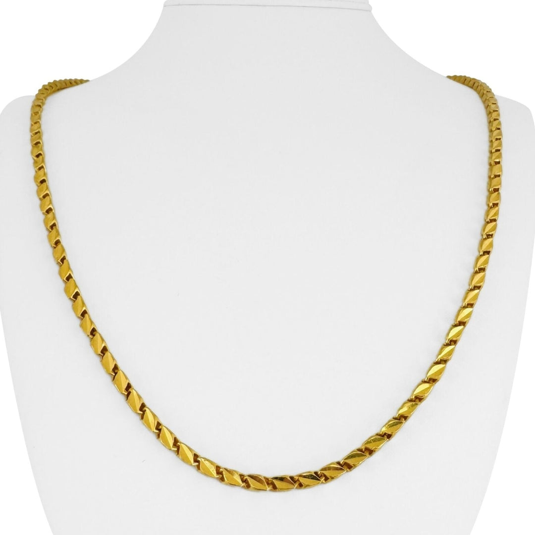24k Pure Yellow Gold 44.7g Solid 3mm Diamond Cut Fancy Link Chain Necklace 25"