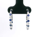 Brand New 14k White Gold Sapphire and Diamond Hoop Earrings