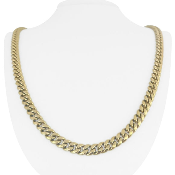 10k Yellow Gold 37.4g Hollow Polished 7.5mm Miami Cuban Link Chain Necklace 26